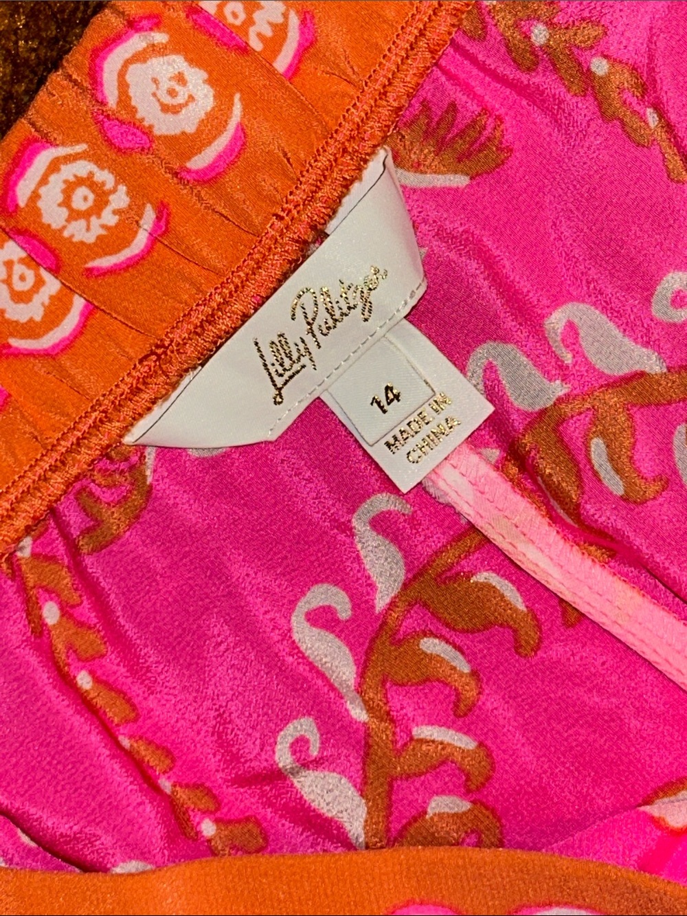 Lilly Pulitzer Pink & Orange Tropical Wide-Leg Pants - Picture 3 of 6